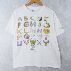 画像1: 【お客様専用ページ】90's Mindy Matthews "FISHABET" 魚アートプリントTシャツ L (1)