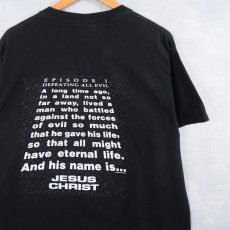 画像2: "GODS WARS" SF映画パロディプリント ジーザスTシャツ BALCK L (2)