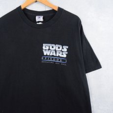 画像1: "GODS WARS" SF映画パロディプリント ジーザスTシャツ BALCK L (1)