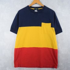 画像1: 90's J.CREW 切り替えデザイン ポケットTシャツ L (1)