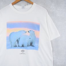 画像1: Wildlife Land Trust 環境保全団体 白クマ フォトプリントTシャツ L (1)