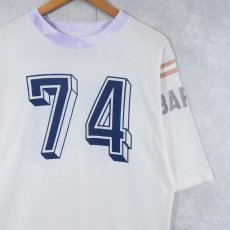 画像2: 70's ARTEX "VIKINGS" フロッキープリント フットボールTシャツ L (2)