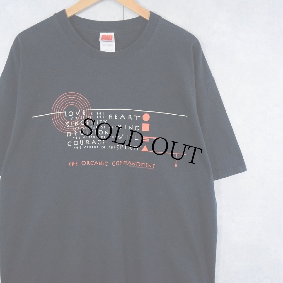 画像1: Frank Lloyd Wright "THE ORGANIC COMMANDMENT" 建築家アートプリントTシャツ BLACK XL (1)