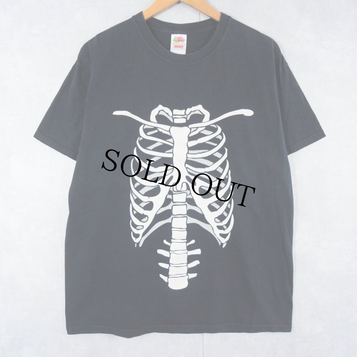 画像1: 人体骨格騙し絵 プリントTシャツ BLACK XL (1)