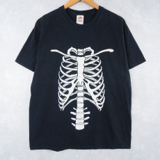 画像1: 人体骨格騙し絵 プリントTシャツ BLACK XL (1)