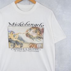 画像1: 90's Michelangelo アダムの創造 アートプリントTシャツ (1)