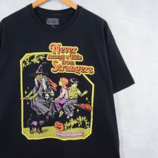 画像1: Steven Rhodes "Never Accept a Ride from Strangers" イラストプリントTシャツ XL (1)