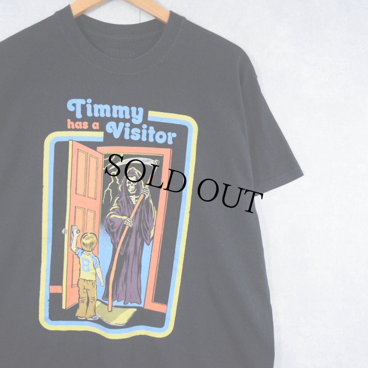 画像1: Steven Rhodes "Timmy has a Visitor" イラストプリントTシャツ L (1)