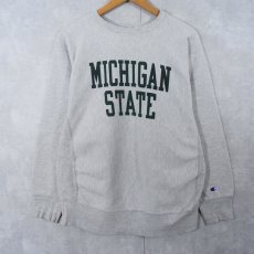 画像1: 90's Champion REVERSE WEAVE トリコタグ USA製 "MICHIGAN STATE" 染み込みプリントスウェット XL (1)