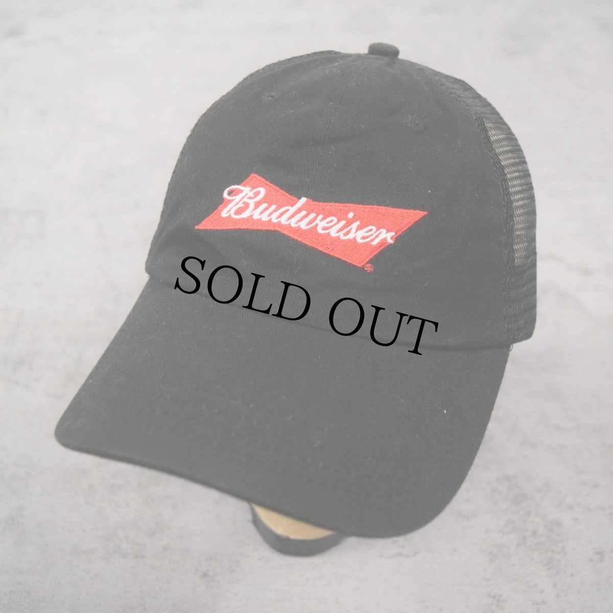 画像1: Budweiser ビールメーカー ロゴ刺繍 スナップバックメッシュキャップ BLACK ONESIZE (1)