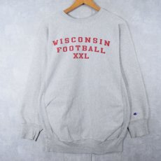 画像1: 90's Champion REVERSE WEAVE USA製 "WISCONSIN FOOTBALL" 染み込みプリントスウェット XXL (1)