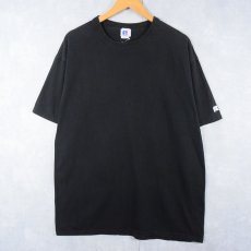 画像1: 80's RUSSELL ATHLETIC USA製 ロゴ刺繍 無地Tシャツ BLACK L (1)