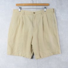 画像2: 346 Brooks Brothers 2タック リネンショーツ W35 (2)