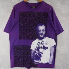 画像1: 90's Keith Haring 手刷り 大判 アートプリントTシャツ L (1)