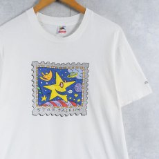 画像1: 90's USA製 "STAR TALKIN'" イラストプリントTシャツ L (1)