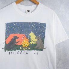 画像1: "Ruffin' it" 犬イラストプリントTシャツ M (1)