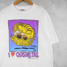 画像1: 90's GRIMMY USA製 "I♡ CHASING TAIL" イラストプリントTシャツ XL (1)