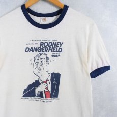 画像1: 80's RODNEY DANGERFIELD USA製 コメディアンプリントリンガーTシャツ M (1)