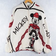 画像1: Disney MICKEY MOUSE×GOOFY キャラクター柄 ゴブラン織り コットンジャケット XL (1)