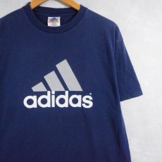 画像1: 90's adidas USA製 ロゴプリントTシャツ NAVY M (1)