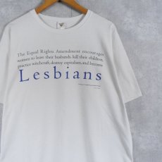 画像1: 90's Bilcat Company USA製 "Lesbians" メッセージプリントTシャツ XL (1)