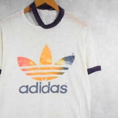 画像1: 〜80's adidas ロゴプリントリンガーTシャツ (1)