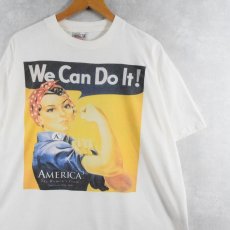 画像1: 90's Rosie The Riveter America's cup "We Can Do It!" 第二次世界大戦 ポスタープリントTシャツ XL (1)