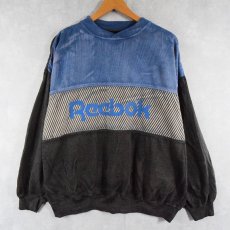 画像1: 80's Reebok SPORT ブリーチ 切り替えデザインスウェット XL (1)