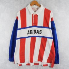 画像1: 80's adidas ストライプ柄 切り替えデザインラガーシャツ (1)