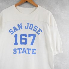 画像1: 60〜70's "SAN JOSE STATE" 染み込みプリント フットボールTシャツ (1)