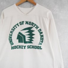 画像1: 70〜80's RUSSELL ATHLETIC USA製 "UNIVERSITY OF NORTH DAKOTA" プリントフットボールTシャツ XL (1)