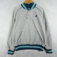 画像1: 80's NIKE 紺タグ ハーフスナップ ワッフルスウェット XL (1)