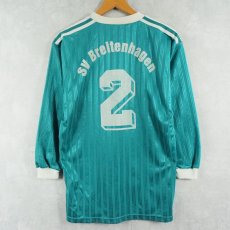 画像2: 80's adidas England製 "SPORT-SHOP M.Scheibel Calbe/Saale" フロッキープリントゲームシャツ (2)