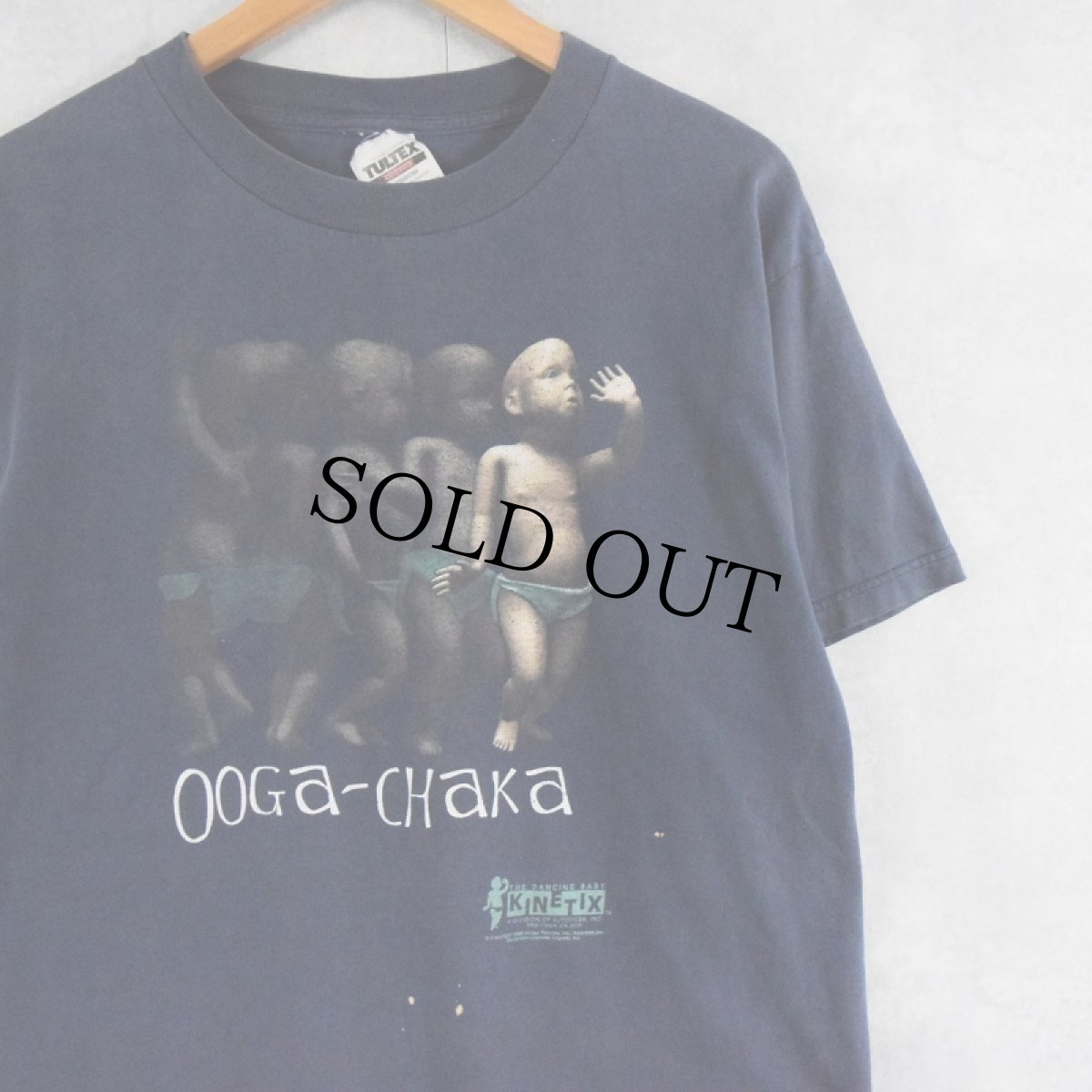 画像1: 90's THE DANCING BABY "OOGA-CHAKA" イラストプリントTシャツ NAVY L (1)