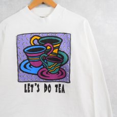 画像1: 90's USA製 "LET'S DO TEA" イラストプリントロンT L (1)