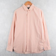 画像1: POLO Ralph Lauren ストライプ柄 マチ付き ラウンドカラーコットンシャツ XL (1)