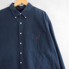 画像1: Ralph Lauren ロゴ刺繍 コットンボタンダウンシャツ NAVY XXL (1)