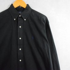 画像1: Ralph Lauren "BLAKE" ロゴ刺繍 コットンボタンダウンシャツ BLACK M (1)