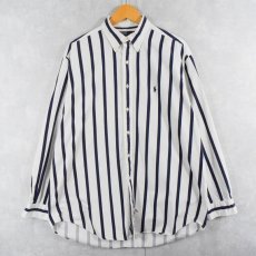 画像1: POLO Ralph Lauren ストライプ柄 コットンボタンダウンシャツ L (1)