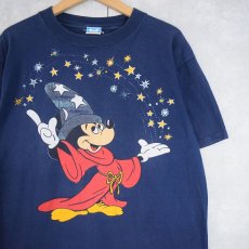 画像1: 80's Disney USA製 "MICKEY MOUSE FANTASIA" ラメプリントTシャツ NAVY XL   (1)