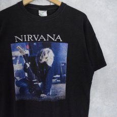 画像1: NIRVANA KURT COBAIN ロックミュージシャンプリントTシャツ BLACK L (1)