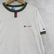 画像1: 90's Champion USA製 "チョコチン" リンガーTシャツ L (1)