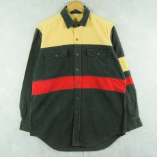 画像1: 90's POLO Ralph Lauren 切り替えデザイン ライトネルシャツ M (1)