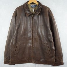 画像1: POLO Ralph Lauren レザージャケット BROWN XL (1)