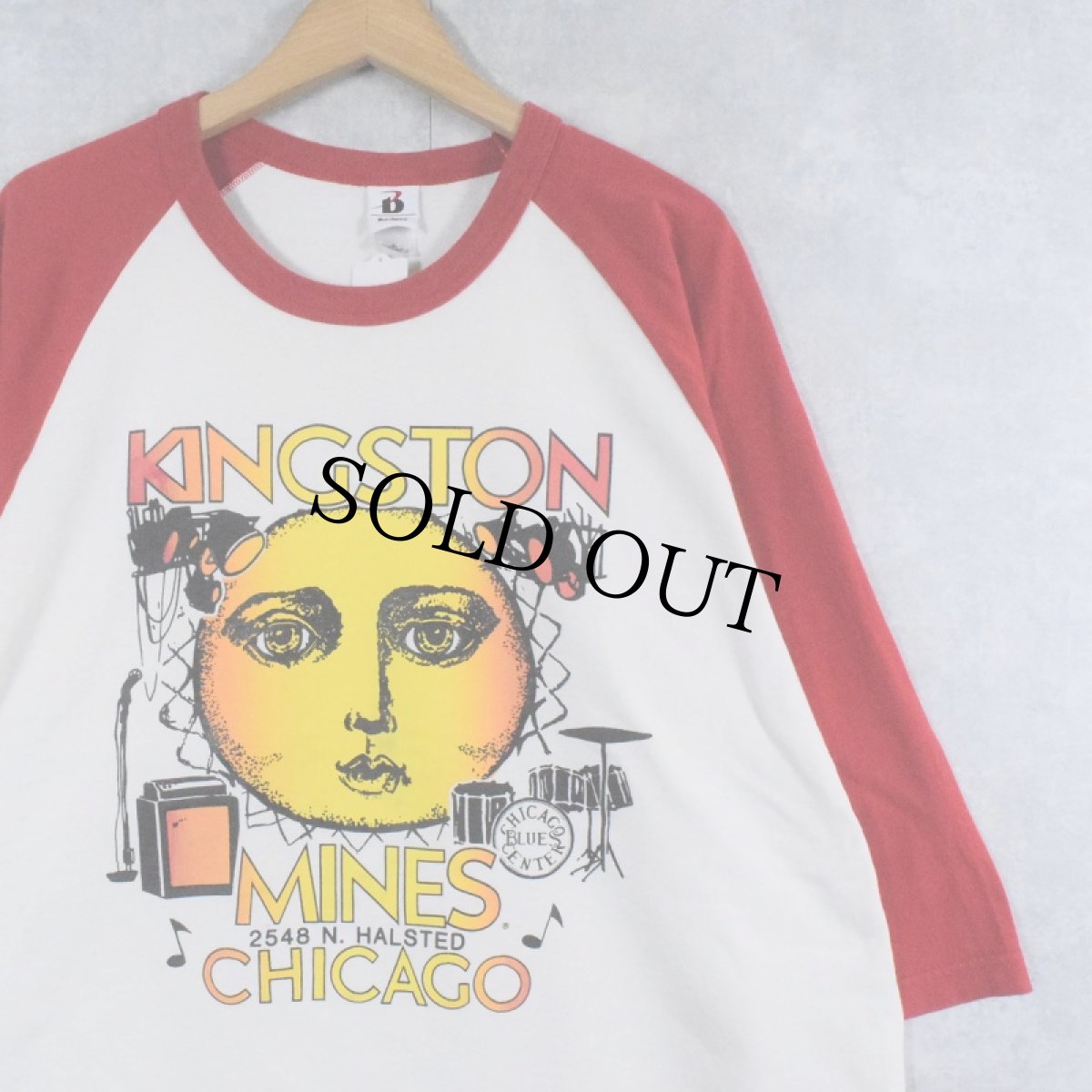 画像1: KINGSTON MINES CHICAGO ブルースライブハウス プリントリンガーTシャツ XL (1)