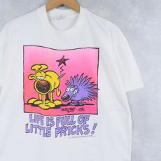 画像1: 90's GRIMMY USA製 "LIFE IS FULL OF LITTLE PRICKS!" イラストプリントTシャツ L (1)