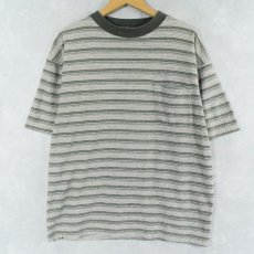 画像1: PREFAB ボーダー柄 ポケットTシャツ XL (1)