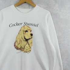 画像1: 90's USA製 "Cocker Spaniel" 犬プリントスウェット XL (1)