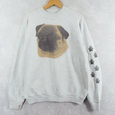 画像1: 90's USA製 "PUG" 犬プリントスウェット XL (1)