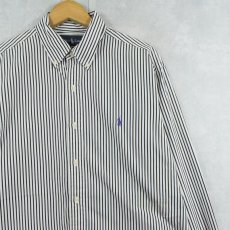 画像1: Ralph Lauren "CLASSIC FIT" ストライプ柄 コットンボタンダウンシャツ SIZE16 (1)